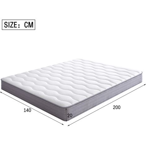 Materasso a molle 140 x 200 cm, spessore 20 cm, rigidità H3, arrotolato, bianco DESVIAE (1/5)