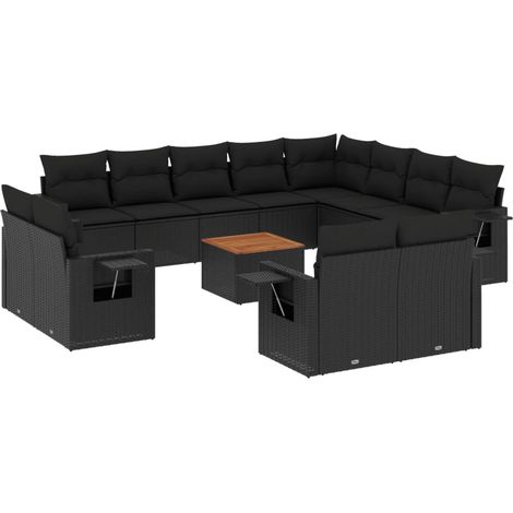 Maison Exclusive - 13-tlg. Garten-Sofagarnitur mit Kissen Schwarz