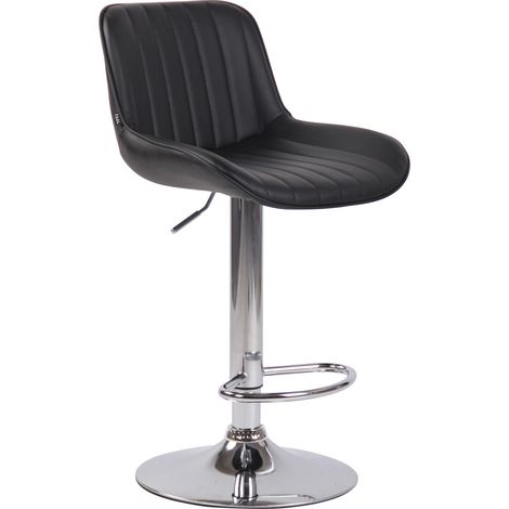 Sgabello da bar seggiolone x1 in PVC nero cuciture verticali supporto in metallo cromato 100005096