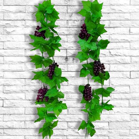 2 Pcs Simulé Vigne Artificielle Raisin en Plastique 2,4 Mètres (1/5)