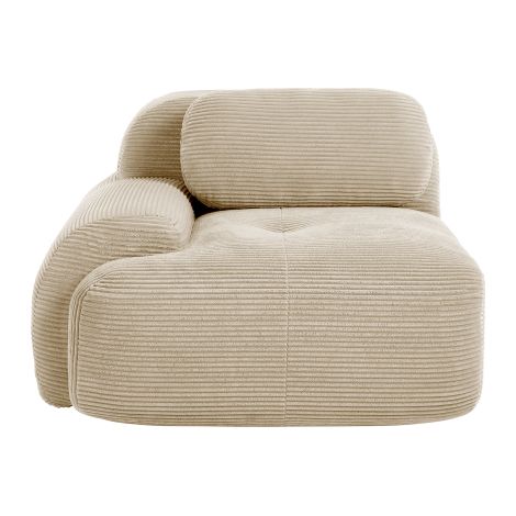Canapé modulable en velours côtelé beige avec accoudoirs courbés et accoudoir courbé sur le côté gauche (1/5)