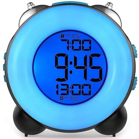 Lauter Wecker für Tiefschläfer mit optionalem Alarm, doppelter Alarmeinstellung und Schlummerfunktion (vollständig blau).