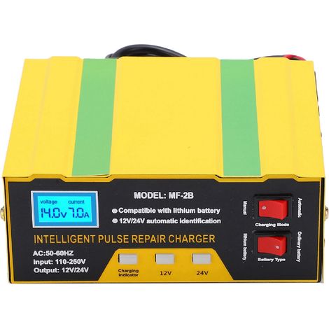 180W 12V 24V Autobatterieladegerät Komplettes intelligentes Kfz-Ersatzbatteriezubehör MF-2B AC250V für Auto, Boot, Motorrad, Rasen (EU-Stecker).