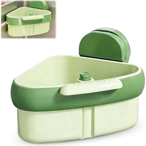 Passoire à ventouse pour évier - Panier d'égouttement multifonction pour évier - Passoire en plastique - Égouttoir à déchets de cuisine pour éviter les blocages (vert) (1/5)