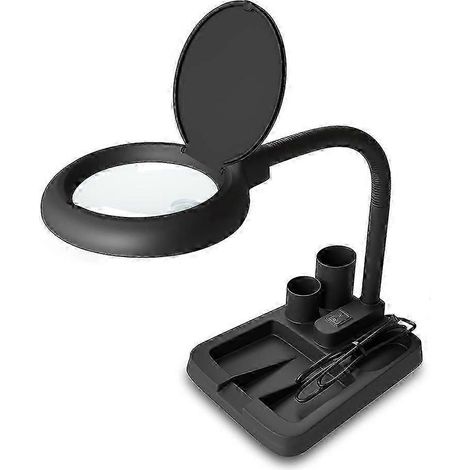 Loupe de bureau LED grossissante 510x avec 40 LED, tube flexible à col de cygne, idéale pour les artisans, bijoutiers et réparateurs d'électronique. Prise européenne standard FDQ. (1/5)