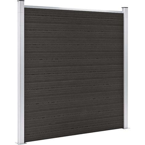 Panneau de clôture-Panneau de clôture Grillage de jardin WPC 180x186 cm Noir (1/5)
