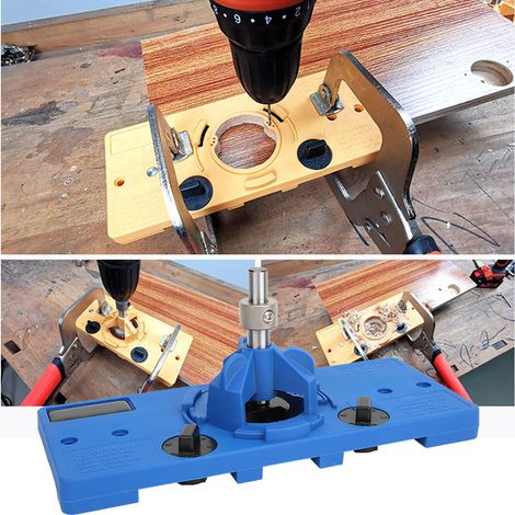 Gabarit de perçage pour charnières en plastique bleu, outil de perçage professionnel pour l'installation de portes d'armoires, 35 mm (1/5)