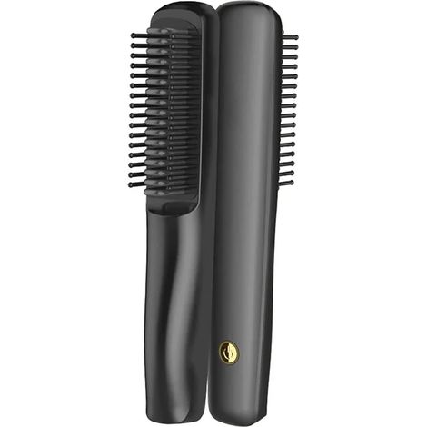 Brosse lisseur cheveux ion négatif chauffant fer à lisser brush noir (1/3)