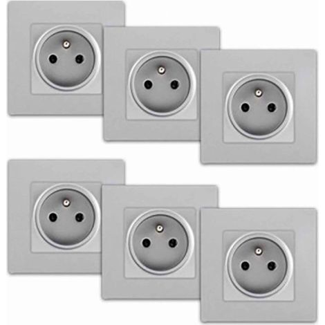 Lot de 6 Prises 2P+T SILVER Siemens DELTA VIVA (1/3)
