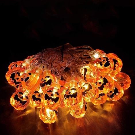 Guirlande lumineuse extérieure Halloween 20 LED citrouille orange à piles décoration de fête d'Halloween pour l'extérieur (1/5)