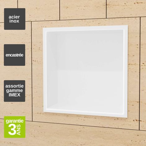 Niche de Douche Mural 33 x 33 cm - Rangement Salle de Bain en finition Blanc Satiné - ATLANTIC