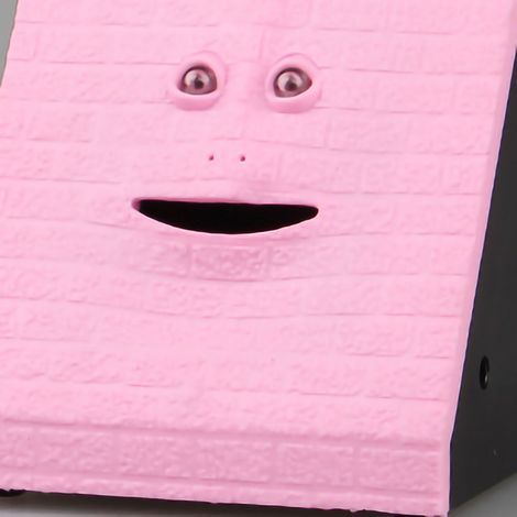 Neuartiges elektrisches Sparschwein aus Kunststoff mit Münzfunktion, Ziegelstein-Oberfläche und Sound für Kinder, rosa (1/4)