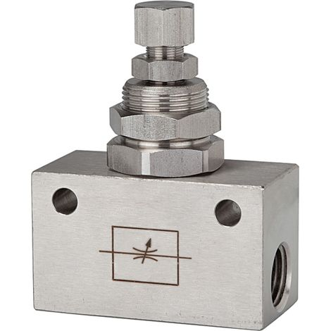 Riegler Drosselventil, Blockform, Edelstahl 1.4404, G 1/4, PN max. 10 bar (1/4)