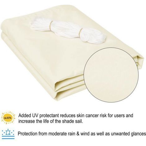 Voile d'ombrage carré 2x2 m, imperméable, protection anti-UV 93%, résistante à l'eau et au vent, en polyester (1/4)