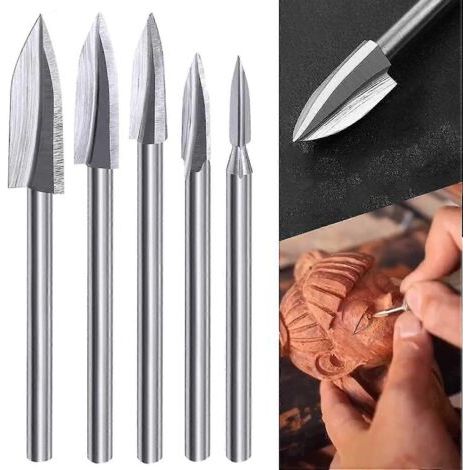 Ensemble de 5 forets rotatifs pour sculpture sur bois avec poignée de 3 mm (1/8\ (1/4)