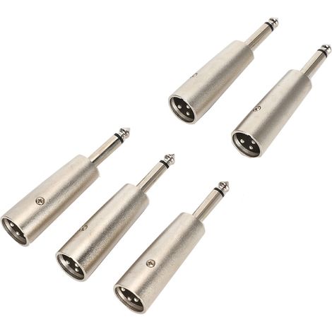 5 pièces Adaptateur XLR Mâle vers Jack 6.35mm Mono pour Microphone Audio (1/5)