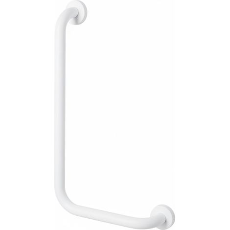 Corrimano angolare di sicurezza 35x65 cm con montante a sinistra in acciaio bianco