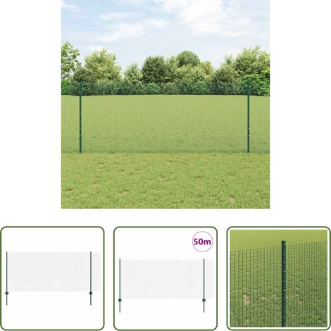 vidaXL Terrassenzaun - Zaun mit Pfosten Grün 1 x 50 m Stahl und PVC (1/5)