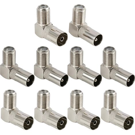 10 Pcs Connecteurs Femelles Type F à 90 Degrés Vers PAL Mâle/Femelle, Adaptateur Coaxial RF pour Antenne Satellite,Télévision par Satellite et Radios,Adaptateur TV et Raccord Antenne TV (1/5)