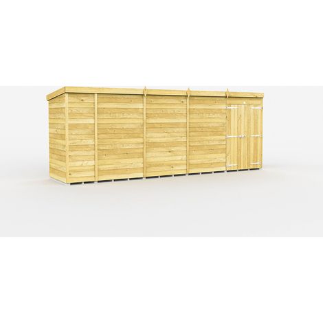 17 x 4 Feet Pent Shed - Double Door Without Windows - Wood - L118 x W492 x H201 cm