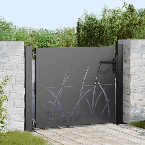 Gartentor Schwarz 110 x 105 cm Pulverbeschichteter Stahl