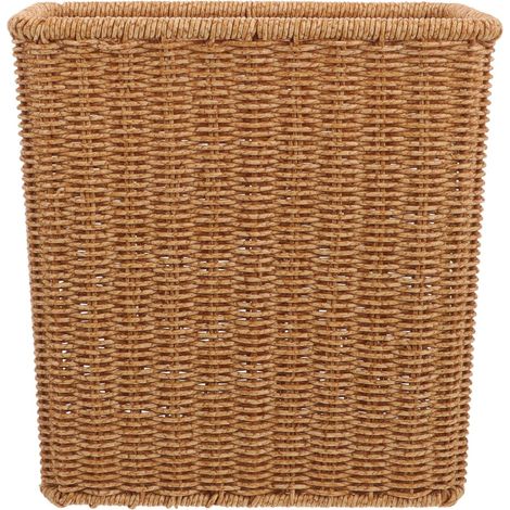 Plastic Trash Can and Woven Storage Basket for Bedroom