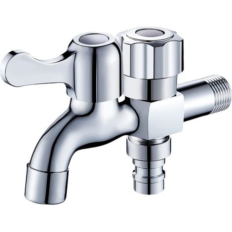 Robinet à double sortie — Fabriqué en laiton — Adapté aux lavabos de salle de bain — Peut également servir de répartiteur pour tuyaux d'arrivée de machines à laver (1/4)