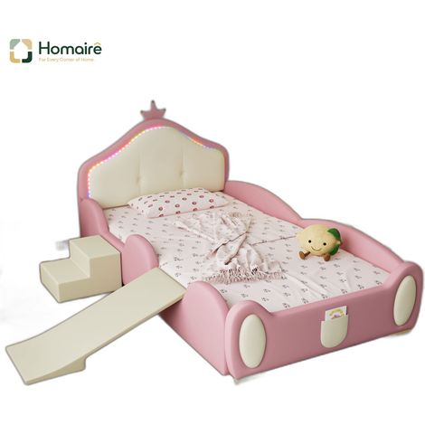 Bettgestell und Polyester 175 x 210 x 94 cm aus Leder rosa HOMAIRE (1/5)