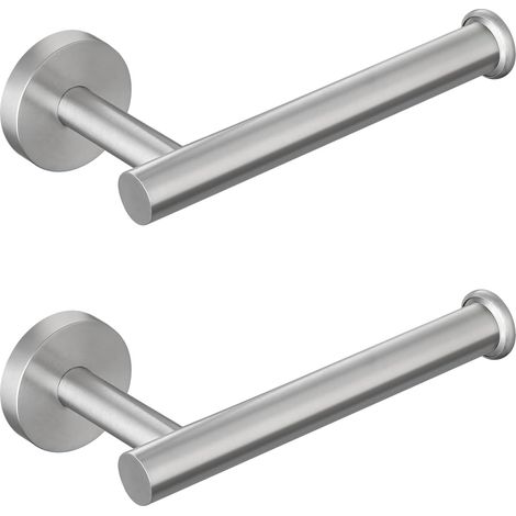 Lot de 2 Porte-Rouleau de papier toilette mural à vis pour salle de Bain, cuisine, Buanderie, acier inoxydable Nickel brossé - vis Chromées Incluses (1/5)