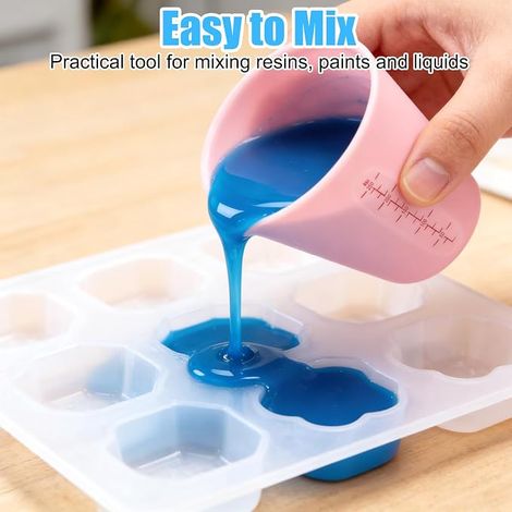 Tasse à Mesurer en Silicone pour Bricolage Main, Laboratoire Gobelet Doseur en Résine Époxy, Gobelets Doseurs en Silicone avec Échelle (1/4)