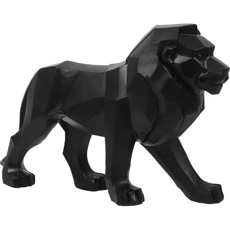 Statuette Déco "Lion Origami" 33cm Noir (1/4)