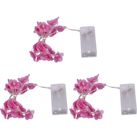 3 Guirlandes Lumineuses LED Fleurs de Cerisier, Décoration Basse Tension à Piles, Rose, pour Maison Hôtel Restaurant Fête (1/5)