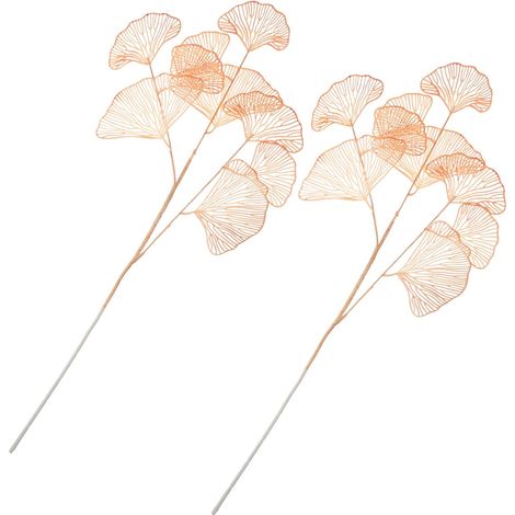 2 foglie di ginkgo artificiali, steli, foglie autunnali, rametto, foglie autunnali, arbusti, cespugli, piante artificiali in plastica, steli, piante verdi, bouquet, ghirlanda, per decorazione di vasi, (1/5)