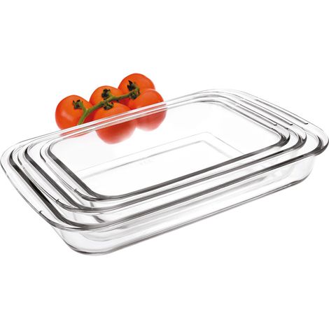 Ibili Set 3 KRISTALL Plat à four rectangulaire, acier inoxydable, Cranberry, 47 x 26 x 8 cm (1/2)