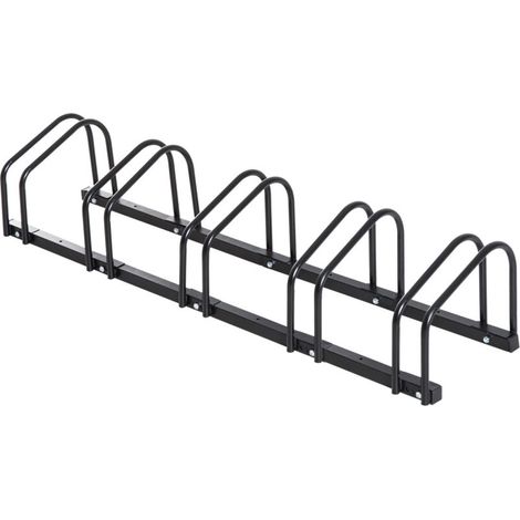 Fahrradständer für 5 Fahrräder, Fahrradaufbewahrungsständer, Fahrradständer für 65-mm-Reifen, Abmessungen 145 x 33 x 27 cm (L x B x H), schwarzer Stahl
