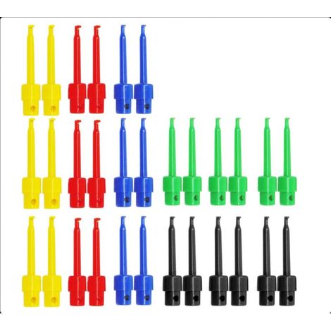 Set da 30 pezzi di ganci per multimetro, ganci per test elettronici, pinze per sonde, ganci per test multimetro, accessori per strumenti di riparazione, clip per tester PCB, test IC (rotondi) (1/5)