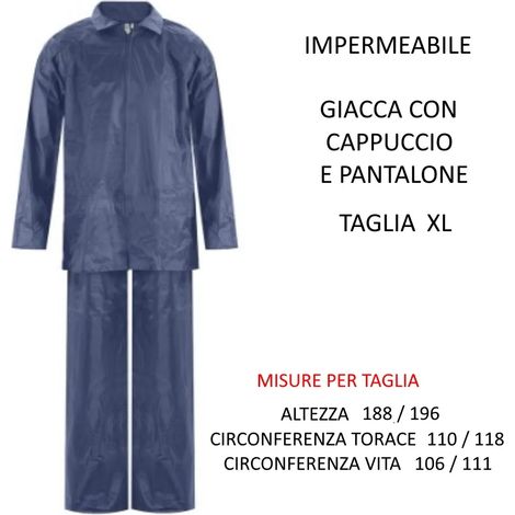 IMPERMEABILE GIACCA C/CAPPUCCIO E PANTALONE BLU TG.XL (1/2)
