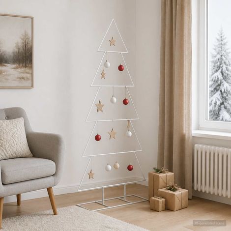 Sapin de Noël en métal avec support KUOPIO 150 cm Acier Blanc (1/5)