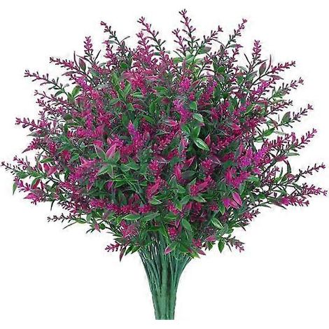 Lot de 8 fleurs artificielles de lavande exquises, décoratives et durables, aux couleurs chatoyantes.rose rouge (1/5)
