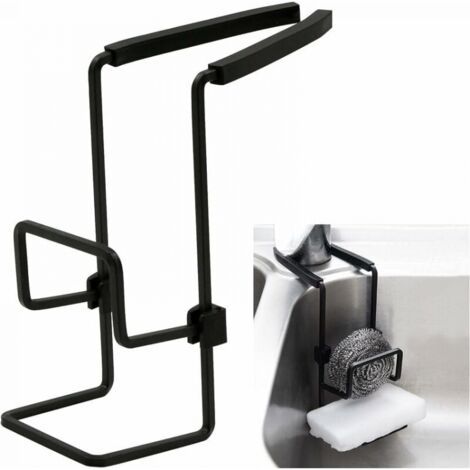 Estante de almacenamiento colgante für esponja de Küche, Schwarze Farbe, Wasserbeständig, Erfordert keine taladrar, apto für guardar esponjas, jabones, cepillos, escurridores, paños de Küche (1/5)