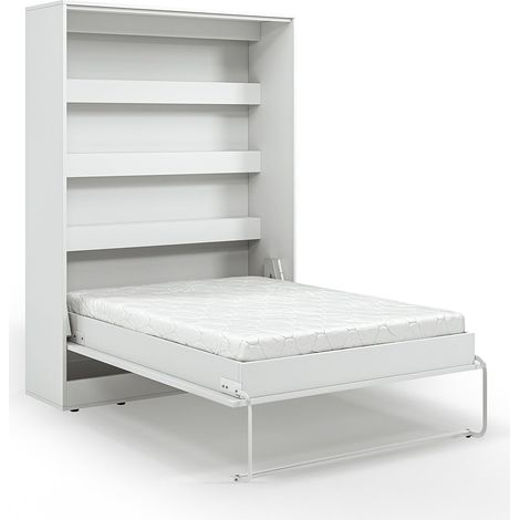 Letto a scomparsa 140x200 verticale rete inclusa Devon Bianco (1/5)