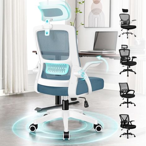 ALFORDSON Bürostuhl Lordosenstütze Premium Netzgewebe Blau (1/5)