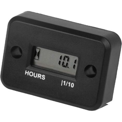 Waterproof Inductive LCD Digital Hour Meter for Boat, Snow Blower, Inverter, Generator, Lawn Mower and Small Gasoline Engine (, Black) (1/4)