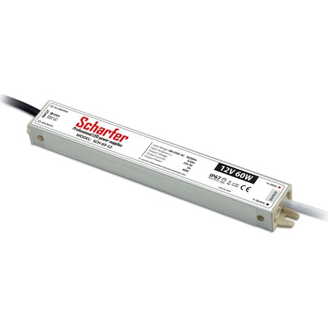 Transformateur LED 220V 12V étanche 60W IP67 5A universel Scharfer SCH-60-12 (1/3)
