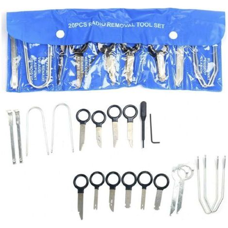 20 pièces Outils de démontage d'autoradio Universel Kit démontage Autoradio pour Mercedes-Benz BMW VW Audi (1/5)