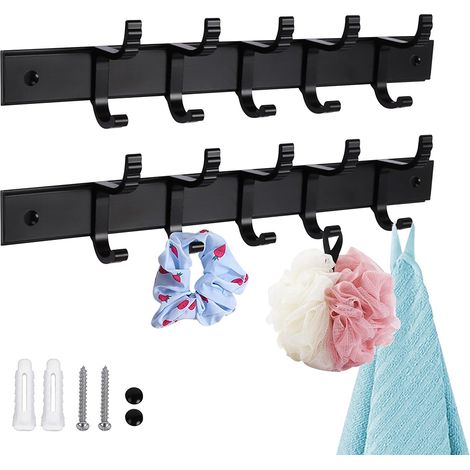 Paquet de 2 patères robustes, patères pour porte murale, cintres murales muraux, porte-manteaux avec 5 crochets (1/5)