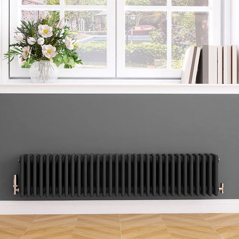Biubiubath Traditional Cast Iron Style Radiator Horizontal 4 Column Anthracite 300x1460mm