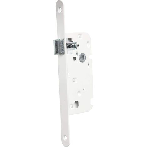 Serrure à encastrer axe 40 mm pour Porte de Salon, Cuisine, sans Clé, coloris Blanc (1/5)