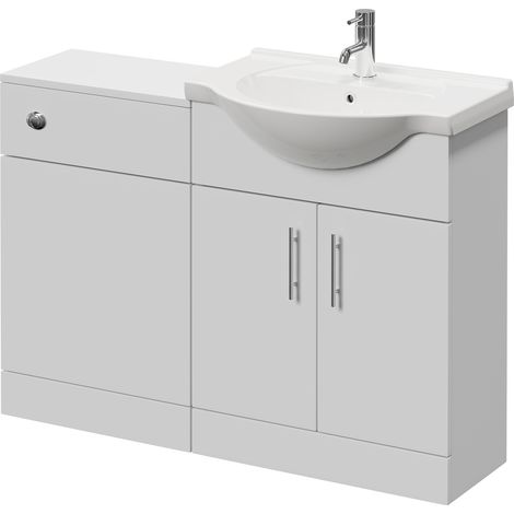 Alexander James Gloss White 1150mm 2 Door Vanity Unit Toilet Suite - 1150mm - Chrome 96mm Bar HandleWithout James Toilet Pan