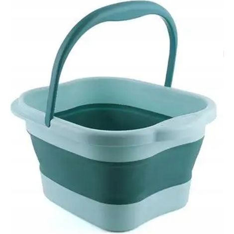 Cubo plegable de 15 L, 43 x 33,5 x 22 cm, color turquesa, con masajeador de silicona.
